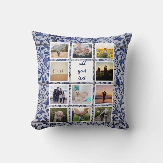 家族パーソナライズされた11写真カスタムコラージュ クッション (正面)