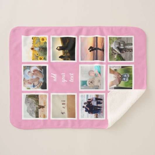 家族パーソナライズされた11写真カスタムコラージュ シェルパブランケット (正面(横))