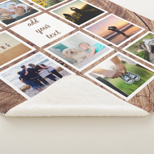 家族パーソナライズされた11写真カスタムコラージュ シェルパブランケット (3/4)