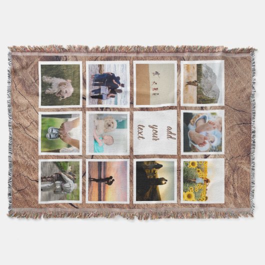 家族パーソナライズされた11写真カスタムコラージュ スローブランケット (正面)