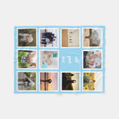 家族パーソナライズされた11写真カスタムコラージュ フリースブランケット (正面(横))
