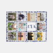 家族パーソナライズされた11写真カスタムコラージュ フリースブランケット (正面(横))