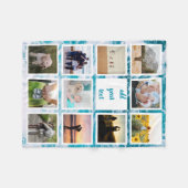 家族パーソナライズされた11写真カスタムコラージュ フリースブランケット (正面(横))