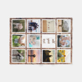 家族パーソナライズされた11写真カスタムコラージュ フリースブランケット (正面(横))