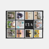家族パーソナライズされた11写真カスタムコラージュ フリースブランケット (正面(横))