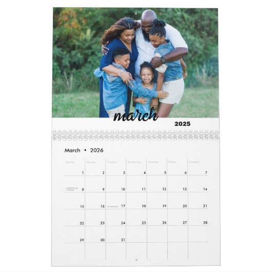 家族パーソナライズされた17写真コラージュテンプレート2025 カレンダー (3月 2026)