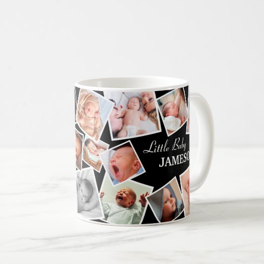家族パーソナライズされた17写真コラージュ コーヒーマグカップ (正面右)