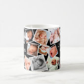 家族パーソナライズされた17写真コラージュ コーヒーマグカップ (中央)