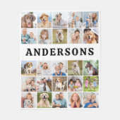 家族パーソナライズされた25写真コラージュかわいいシンプル フリースブランケット (正面)