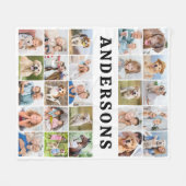 家族パーソナライズされた25写真コラージュかわいいシンプル フリースブランケット (正面(横))