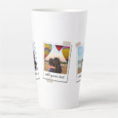 家族パーソナライズされた3フォトカスタムコラージュ カフェラテマグ (正面)