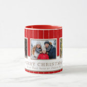 家族パーソナライズされた3写真コラージクリスマス マグカップ (中央)