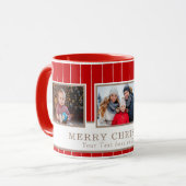 家族パーソナライズされた3写真コラージクリスマス マグカップ (正面左)