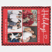 家族パーソナライズされた4写真コラージュの休日 フリースブランケット (正面(横))