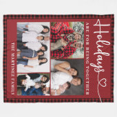 家族パーソナライズされた4写真コラージュの休日 フリースブランケット (正面(横))