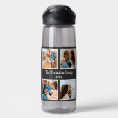 家族パーソナライズされた4枚の写真コラージュテンプレート ウォーターボトル (背面)