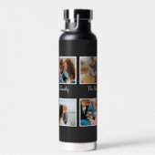 家族パーソナライズされた4枚の写真コラージュテンプレート ウォーターボトル (右面)