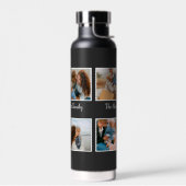 家族パーソナライズされた4枚の写真コラージュテンプレート ウォーターボトル (左面)