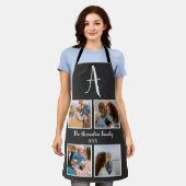 家族パーソナライズされた4枚の写真コラージュテンプレート エプロン (着用した状態)