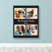 家族パーソナライズされた4枚の写真コラージュテンプレート キャンバスプリント (インサイチュ (ウッドフロア))