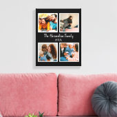 家族パーソナライズされた4枚の写真コラージュテンプレート キャンバスプリント (インサイチュ (リビング))