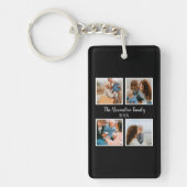 家族パーソナライズされた4枚の写真コラージュテンプレート キーホルダー (正面)
