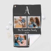 家族パーソナライズされた4枚の写真コラージュテンプレート ゴルフタオル (インサイチュ)