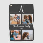 家族パーソナライズされた4枚の写真コラージュテンプレート ゴルフタオル (正面)