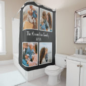 家族パーソナライズされた4枚の写真コラージュテンプレート シャワーカーテン (インサイチュ)