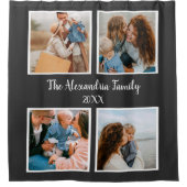 家族パーソナライズされた4枚の写真コラージュテンプレート シャワーカーテン (正面)