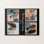 家族パーソナライズされた4枚の写真コラージュテンプレート ジグソーパズル (横)