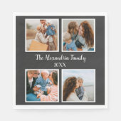 家族パーソナライズされた4枚の写真コラージュテンプレート スタンダードランチョンナプキン (正面)