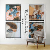 家族パーソナライズされた4枚の写真コラージュテンプレート タペストリー (インサイチュ(横))