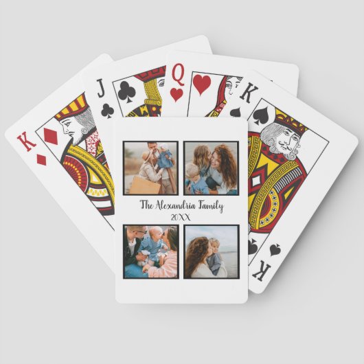 家族パーソナライズされた4枚の写真コラージュテンプレート トランプ (裏面)