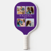 家族パーソナライズされた4枚の写真コラージュテンプレート ピックルボールラケット (正面)
