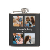 家族パーソナライズされた4枚の写真コラージュテンプレート フラスク (正面)