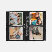 家族パーソナライズされた4枚の写真コラージュテンプレート フリースブランケット (正面(横))