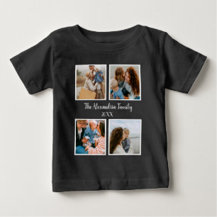 家族パーソナライズされた4枚の写真コラージュテンプレート ベビーTシャツ