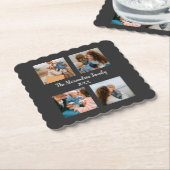 家族パーソナライズされた4枚の写真コラージュテンプレート ペーパーコースター (アングル)