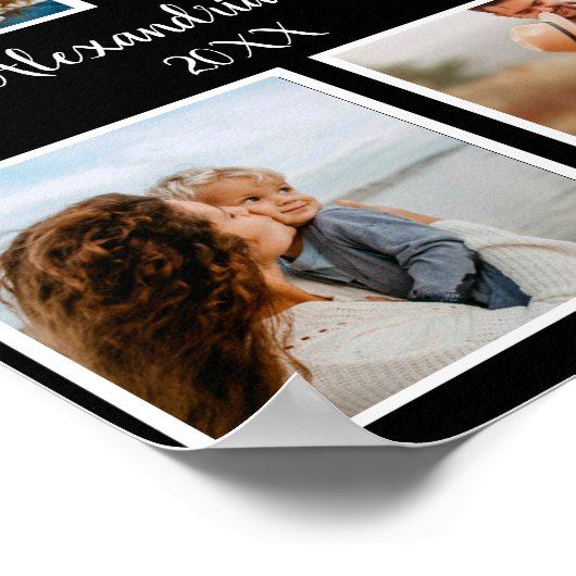 家族パーソナライズされた4枚の写真コラージュテンプレート ポスター (角)