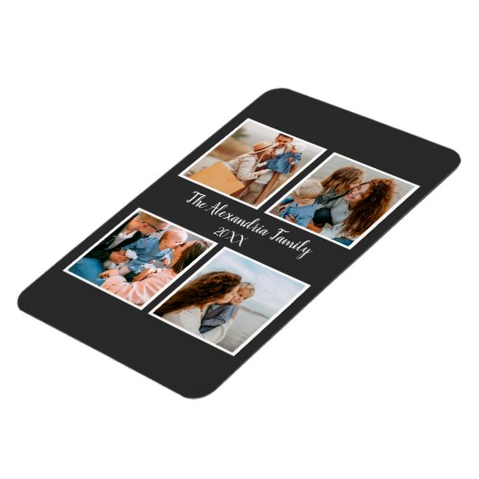 家族パーソナライズされた4枚の写真コラージュテンプレート マグネット (左側)