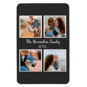 家族パーソナライズされた4枚の写真コラージュテンプレート マグネット (縦)