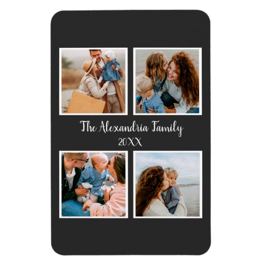家族パーソナライズされた4枚の写真コラージュテンプレート マグネット (縦)