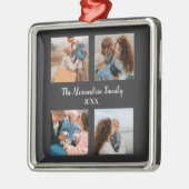 家族パーソナライズされた4枚の写真コラージュテンプレート メタルオーナメント (左)
