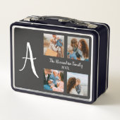 家族パーソナライズされた4枚の写真コラージュテンプレート メタルランチボックス (裏面)