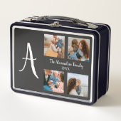 家族パーソナライズされた4枚の写真コラージュテンプレート メタルランチボックス (正面)