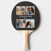 家族パーソナライズされた4枚の写真コラージュテンプレート 卓球ラケット (正面)