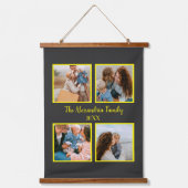 家族パーソナライズされた4枚の写真コラージュテンプレート 吊り下げ型タペストリー (正面)