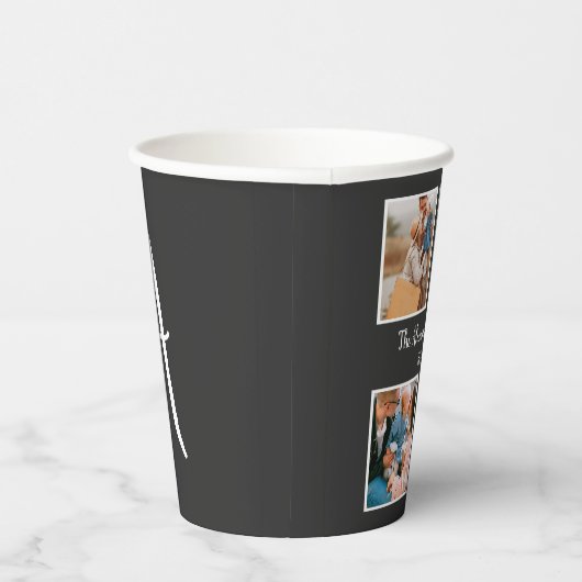 家族パーソナライズされた4枚の写真コラージュテンプレート 紙コップ (右)