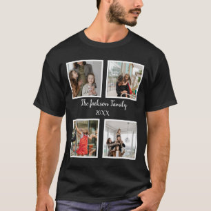 家族パーソナライズされた4枚の写真コラージュテンプレート Tシャツ